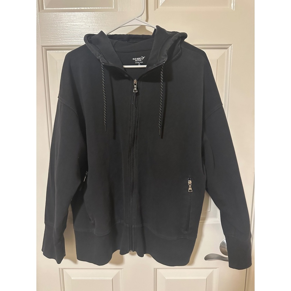 Old Navy Hoodie Womens 2X Black Dynamic Fleece Full Zip Active Workout Jacket